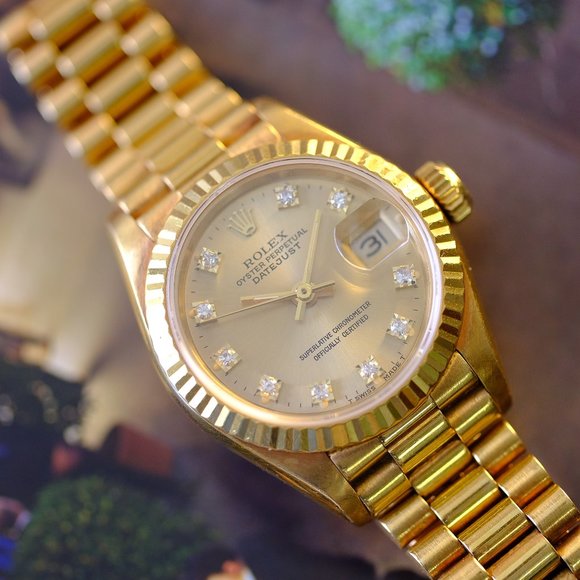 Rolex Datejust 18K Gold Factory Diamond Dial 26mm - Picture 10 of 14